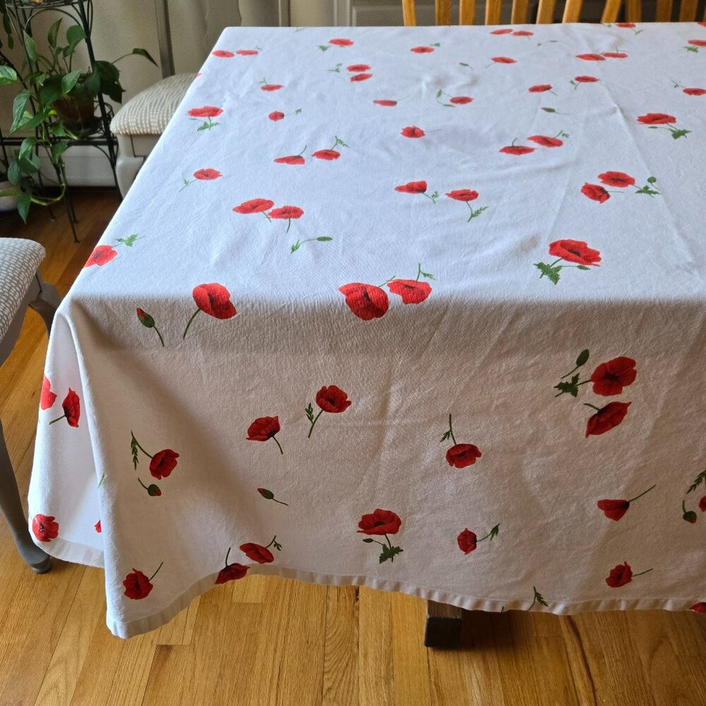 Le Telerie Toscana Red Poppy Flower Cotton Tablecloth